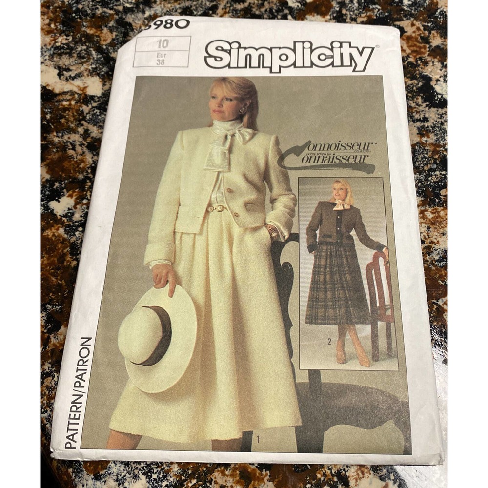 UNCUT - Simplicity 6980 Womens Skirt Jacket Sewing Pattern Size 10.